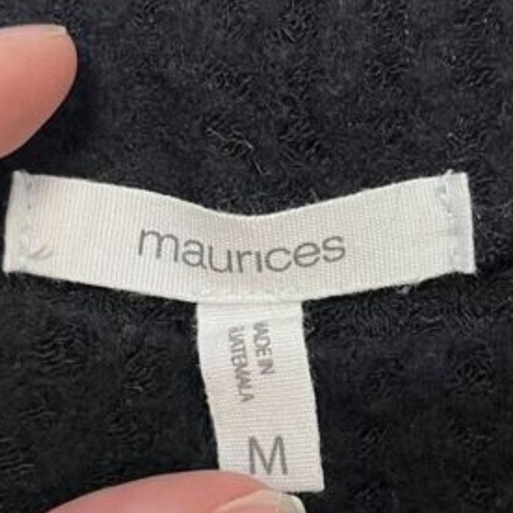 Maurices Medium Black and Floral sleeve Mock Neck Waffle Knit Top - Picture 5 of 14